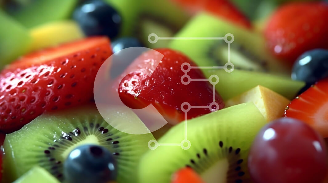 Σετ των 2 Intra Συλλεκτικό Ξύλινο Παζλ Plywood  4mm - Υγιεινό μπολ με φρέσκα φρούτα με φράουλες, ακτινίδια και βατόμουρα Σε Ξύλινο Κουτί - Διαστάσεις: 10x10 cm – 25 κομμάτια