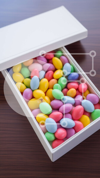 Intra Συλλεκτικό Ξύλινο Παζλ Plywood  4mm - Πολύχρωμα καλάμια καραμελών σε λευκό κουτί Σε Ξύλινο Κουτί - Διαστάσεις Puzzle: 10x10 cm – 25 κομμάτια