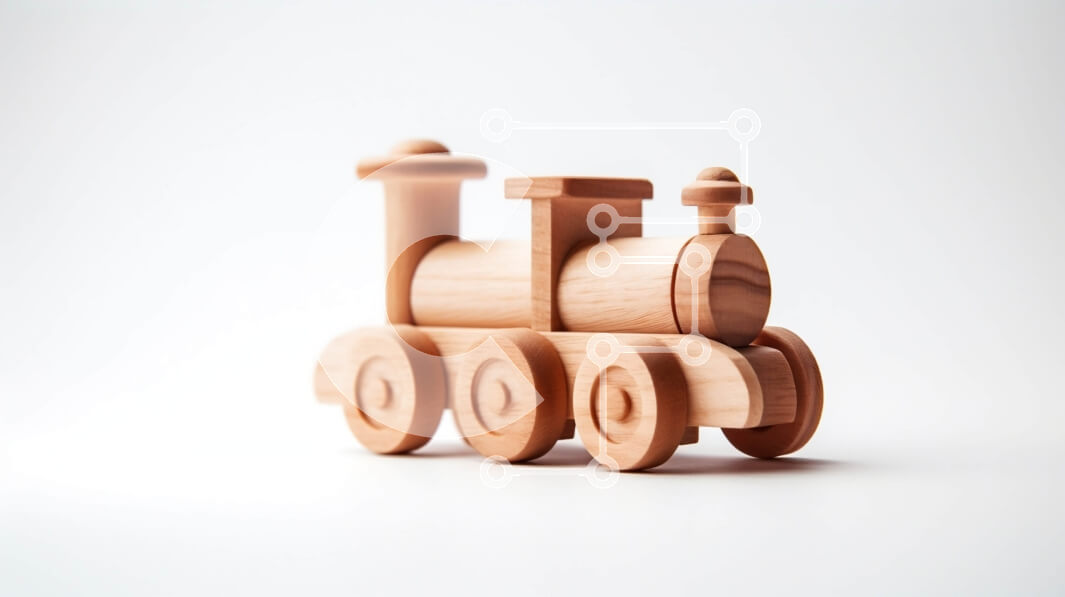 Intra Συλλεκτικό Ξύλινο Παζλ Plywood  4mm - Χαριτωμένο και παιχνιδιάρικο ξύλινο τρένο παιχνιδιών σε καθαρό λευκό φόντο Σε Ξύλινο Κουτί - Διαστάσεις: 10x10 cm – 25 κομμάτια