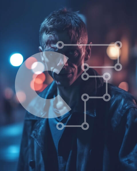 Intra Συλλεκτικό Ξύλινο Παζλ Plywood  4mm - Απειλητικός άνθρωπος ζόμπι σε έναν σκοτεινό δρόμο τη νύχτα Σε Ξύλινο Κουτί - Διαστάσεις Puzzle: 10x10 cm – 25 κομμάτια