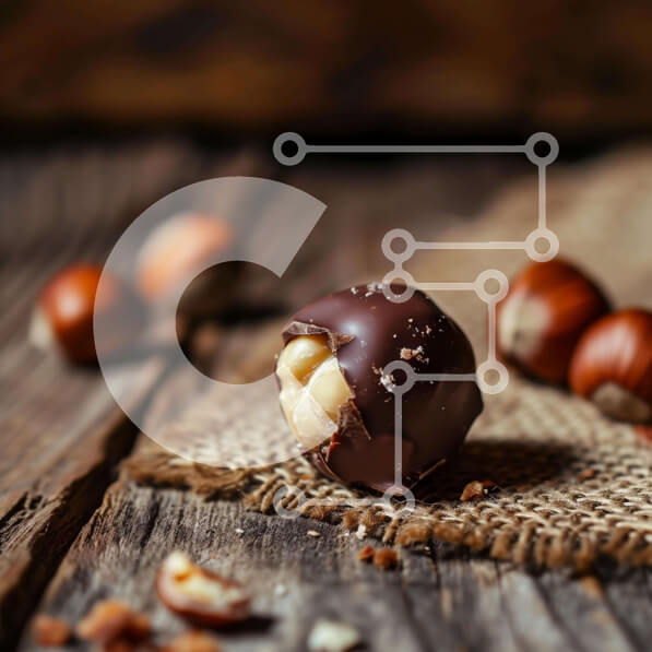 Σετ των 2 Intra Συλλεκτικό Ξύλινο Παζλ Plywood  4mm - Σοκολατένια μπάλα φουντουκιού σε ένα nutty τραπέζι Σε Ξύλινο Κουτί - Διαστάσεις: 10x10 cm – 25 κομμάτια