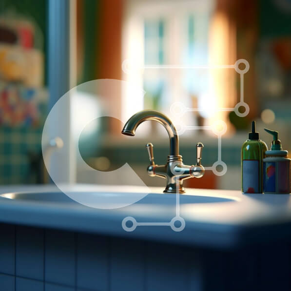 Intra Συλλεκτικό Ξύλινο Παζλ Plywood  4mm - Μοντέρνος νεροχύτης μπάνιου με βρύση και δοσομετρητή σαπουνιού Σε Ξύλινο Κουτί - Διαστάσεις Puzzle: 10x10 cm – 25 κομμάτια