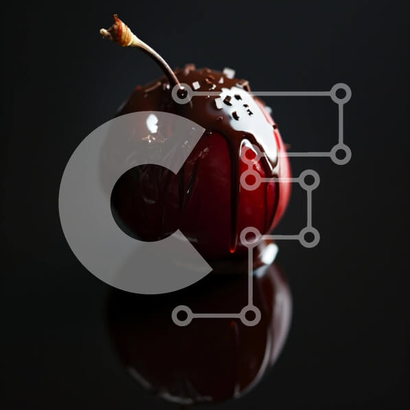 Σετ των 2 Intra Συλλεκτικό Ξύλινο Παζλ Plywood  4mm - Κεράσι καλυμμένο με σοκολάτα σε μαύρο φόντο Σε Ξύλινο Κουτί - Διαστάσεις: 10x10 cm – 25 κομμάτια