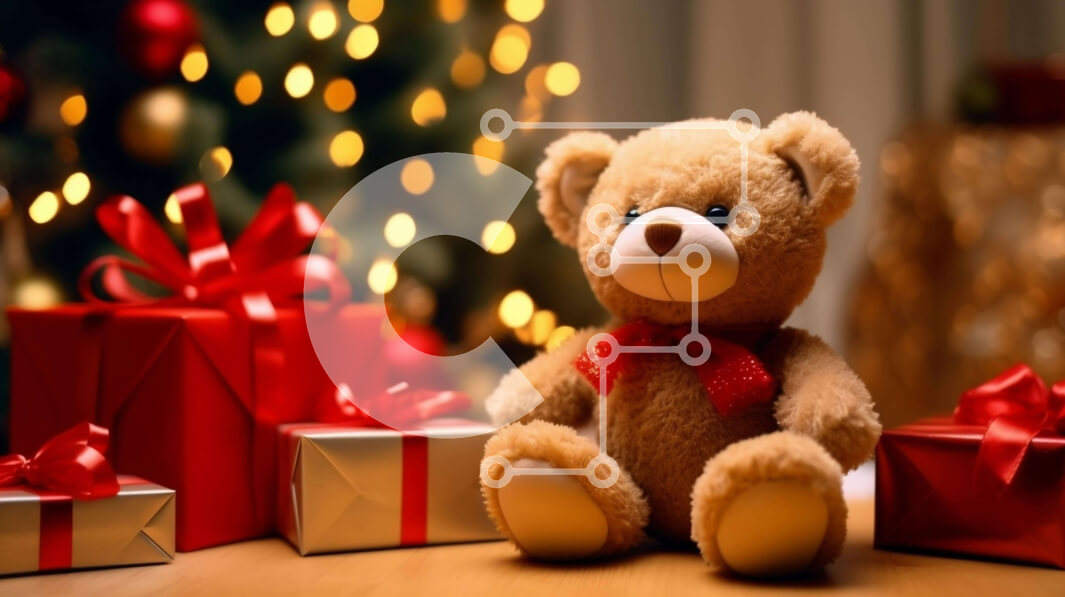 Intra Συλλεκτικό Ξύλινο Παζλ Plywood  4mm - Καφέ αρκουδάκι με κουτιά δώρων και χριστουγεννιάτικα φωτάκια Σε Ξύλινο Κουτί - Διαστάσεις: 10x10 cm – 25 κομμάτια