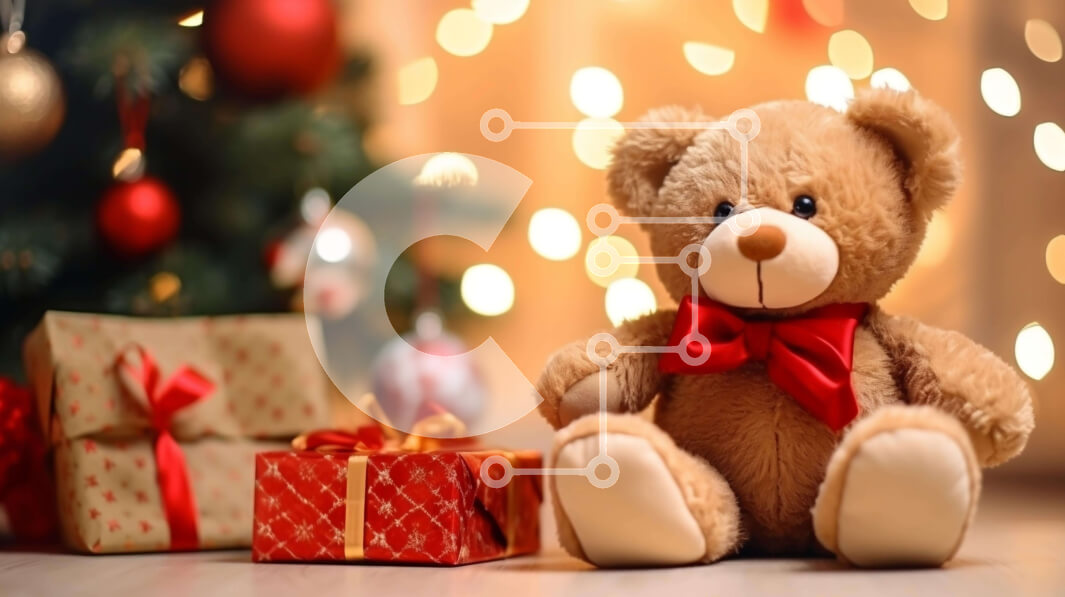 Intra Συλλεκτικό Ξύλινο Παζλ Plywood  4mm - Αρκουδάκι με κουτιά δώρων και χριστουγεννιάτικα στολίδια Σε Ξύλινο Κουτί - Διαστάσεις: 10x10 cm – 25 κομμάτια