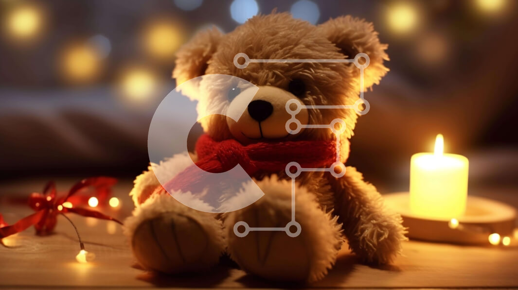 Intra Συλλεκτικό Ξύλινο Παζλ Plywood  4mm - Γιορτινό αρκουδάκι με φωτάκια και διακοσμητικά Σε Ξύλινο Κουτί - Διαστάσεις: 10x10 cm – 25 κομμάτια