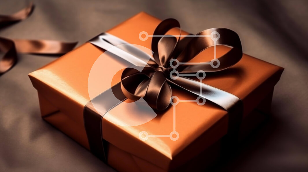 Intra Συλλεκτικό Ξύλινο Παζλ Plywood  4mm - Πορτοκαλί κουτί δώρου με καφέ κορδέλα Σε Ξύλινο Κουτί - Διαστάσεις Puzzle: 10x10 cm – 25 κομμάτια