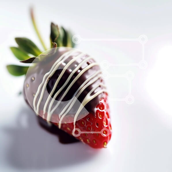 Σετ των 2 Intra Συλλεκτικό Ξύλινο Παζλ Plywood  4mm - Φράουλα καλυμμένη με σοκολάτα με λευκά πασπαλίσματα Σε Ξύλινο Κουτί - Διαστάσεις: 10x10 cm – 25 κομμάτια