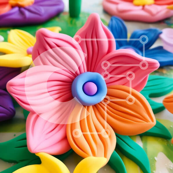 Intra Συλλεκτικό Ξύλινο Παζλ Plywood  4mm - Πολύχρωμα λουλούδια τοποθετημένα σε κύκλο Σε Ξύλινο Κουτί - Διαστάσεις: 10x10 cm – 25 κομμάτια