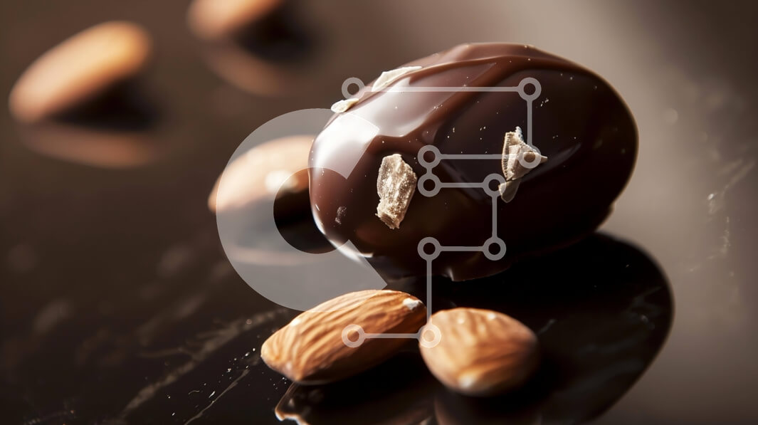 Σετ των 2 Intra Συλλεκτικό Ξύλινο Παζλ Plywood  4mm - Μπαλάκι αμυγδάλου καλυμμένο με σοκολάτα με μαύρη σοκολάτα και αμύγδαλα χωρίς τυλίγματα Σε Ξύλινο Κουτί - Διαστάσεις: 10x10 cm – 25 κομμάτια