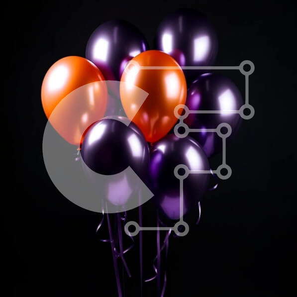 Intra Συλλεκτικό Ξύλινο Παζλ Plywood  4mm - Ζωντανά μωβ και πορτοκαλί μπαλόνια που επιπλέουν στον αέρα Σε Ξύλινο Κουτί - Διαστάσεις Puzzle: 10x10 cm – 25 κομμάτια