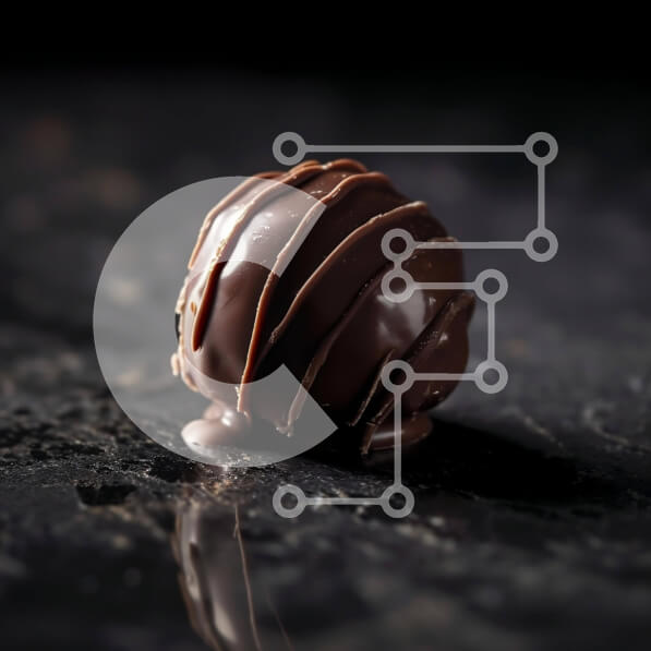 Σετ των 2 Intra Συλλεκτικό Ξύλινο Παζλ Plywood  4mm - Μπάλα μαύρης σοκολάτας σε μαύρη επιφάνεια Σε Ξύλινο Κουτί - Διαστάσεις: 10x10 cm – 25 κομμάτια