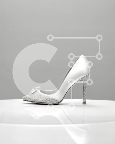 Intra Συλλεκτικό Ξύλινο Παζλ Plywood  4mm - Κομψά λευκά ψηλοτάκουνα παπούτσια με διάφανο κρύσταλλο διακοσμητικό Σε Ξύλινο Κουτί - Διαστάσεις Puzzle: 10x10 cm – 25 κομμάτια