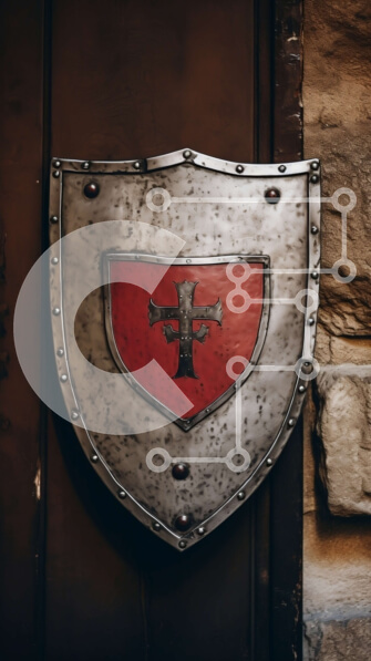 Intra Συλλεκτικό Ξύλινο Παζλ Plywood  4mm - Μεταλλική ασπίδα σε ξύλινη πόρτα - Ιστορικό τεχνούργημα Σε Ξύλινο Κουτί - Διαστάσεις: 10x10 cm – 25 κομμάτια