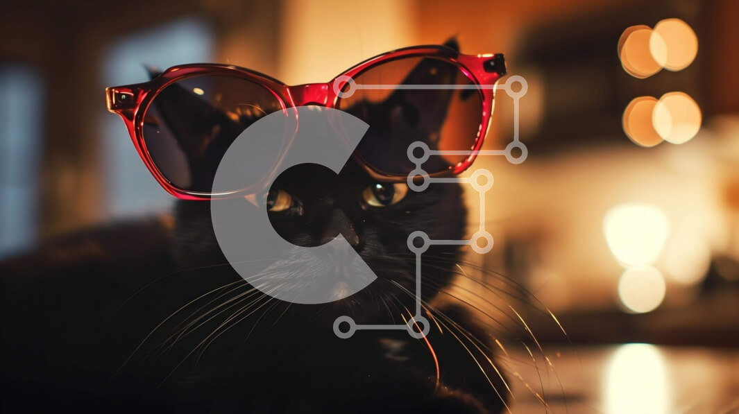 Σετ των 2 Intra Συλλεκτικό Ξύλινο Παζλ Plywood  4mm - Cool μαύρη γάτα με κόκκινα γυαλιά ηλίου στο τραπέζι Σε Ξύλινο Κουτί - Διαστάσεις: 10x10 cm – 25 κομμάτια