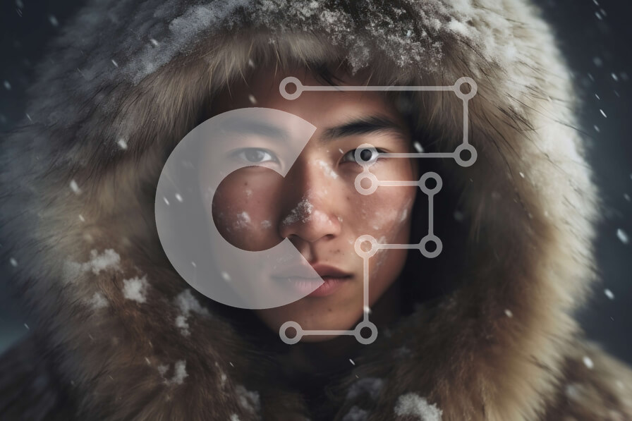 Intra Συλλεκτικό Ξύλινο Παζλ Plywood  4mm - Νεαρός άνδρας σε ένα πάρκο με κουκούλα με γούνα στο χιόνι - Φωτογραφία Αρχείου Σε Ξύλινο Κουτί - Διαστάσεις Puzzle: 10x10 cm – 25 κομμάτια