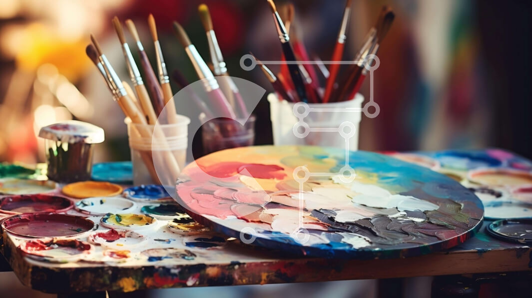 Intra Συλλεκτικό Ξύλινο Παζλ Plywood  4mm - Καλλιτέχνης καβαλέτο με ποικιλία χρωμάτων και πινέλων Σε Ξύλινο Κουτί - Διαστάσεις Puzzle: 10x10 cm – 25 κομμάτια