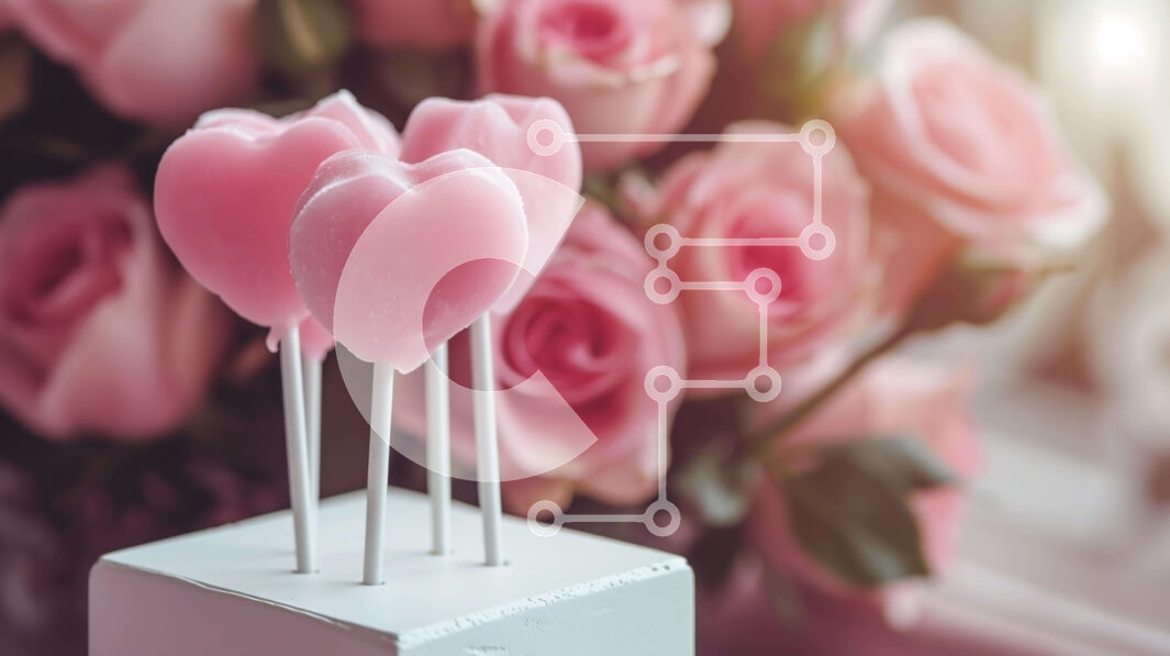 Σετ των 2 Intra Συλλεκτικό Ξύλινο Παζλ Plywood  4mm - Ρομαντικό κέικ με γλειφιτζούρια σε σχήμα καρδιάς και ροζ τριαντάφυλλα Σε Ξύλινο Κουτί - Διαστάσεις: 10x10 cm – 25 κομμάτια