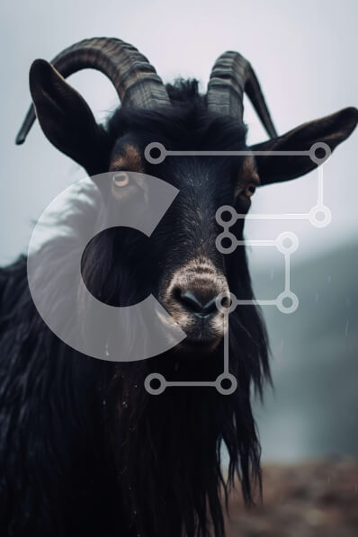 Σετ των 2 Intra Συλλεκτικό Ξύλινο Παζλ Plywood  4mm - Εκπληκτική εικόνα μιας μαύρης κατσίκας με μακριά κέρατα σε μια ομιχλώδη ημέρα Σε Ξύλινο Κουτί - Διαστάσεις: 10x10 cm – 25 κομμάτια