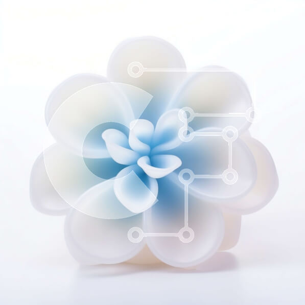 Intra Συλλεκτικό Ξύλινο Παζλ Plywood  4mm - Λευκό και μπλε λουλούδι σε άσπρο φόντο Σε Ξύλινο Κουτί - Διαστάσεις: 10x10 cm – 25 κομμάτια