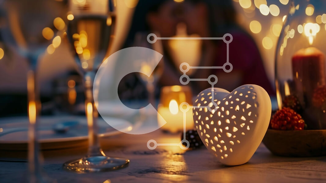 Intra Συλλεκτικό Ξύλινο Παζλ Plywood  4mm - Ρομαντική ρύθμιση τραπεζαρίας με κεριά και ποτήρια κρασιού Σε Ξύλινο Κουτί - Διαστάσεις Puzzle: 10x10 cm – 25 κομμάτια