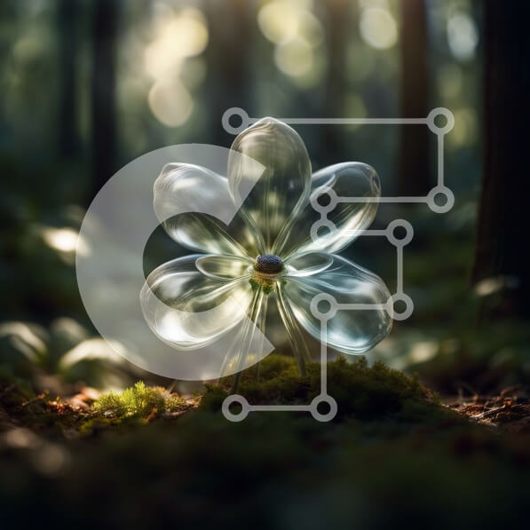 Intra Συλλεκτικό Ξύλινο Παζλ Plywood  4mm - Όμορφη εικόνα ενός ενιαίου λευκού τριαντάφυλλου σε ένα γυάλινο βάζο σε ένα δάσος Σε Ξύλινο Κουτί - Διαστάσεις: 10x10 cm – 25 κομμάτια