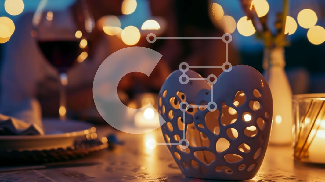 Σετ των 2 Intra Συλλεκτικό Ξύλινο Παζλ Plywood  4mm - Ρομαντικό τραπέζι δείπνου με κρασί και κεριά Σε Ξύλινο Κουτί - Διαστάσεις: 10x10 cm – 25 κομμάτια