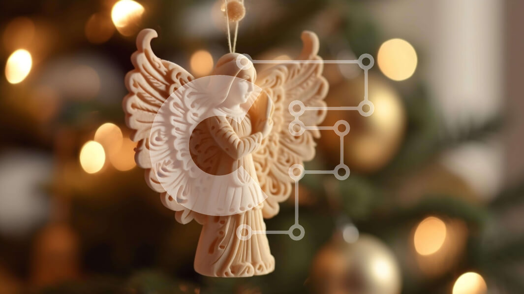 Intra Συλλεκτικό Ξύλινο Παζλ Plywood  4mm - Στολίδι αγγέλου που κρέμεται από το χριστουγεννιάτικο δέντρο Σε Ξύλινο Κουτί - Διαστάσεις: 10x10 cm – 25 κομμάτια