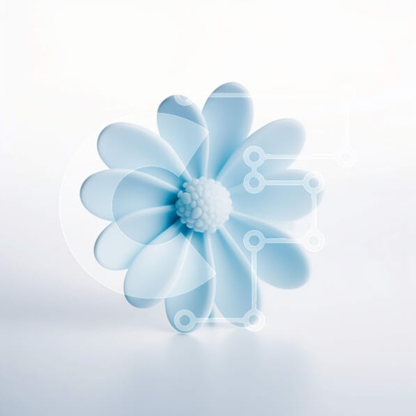 Intra Συλλεκτικό Ξύλινο Παζλ Plywood  4mm - Μικρό μπλε λουλούδι σε άσπρο φόντο Σε Ξύλινο Κουτί - Διαστάσεις: 10x10 cm – 25 κομμάτια