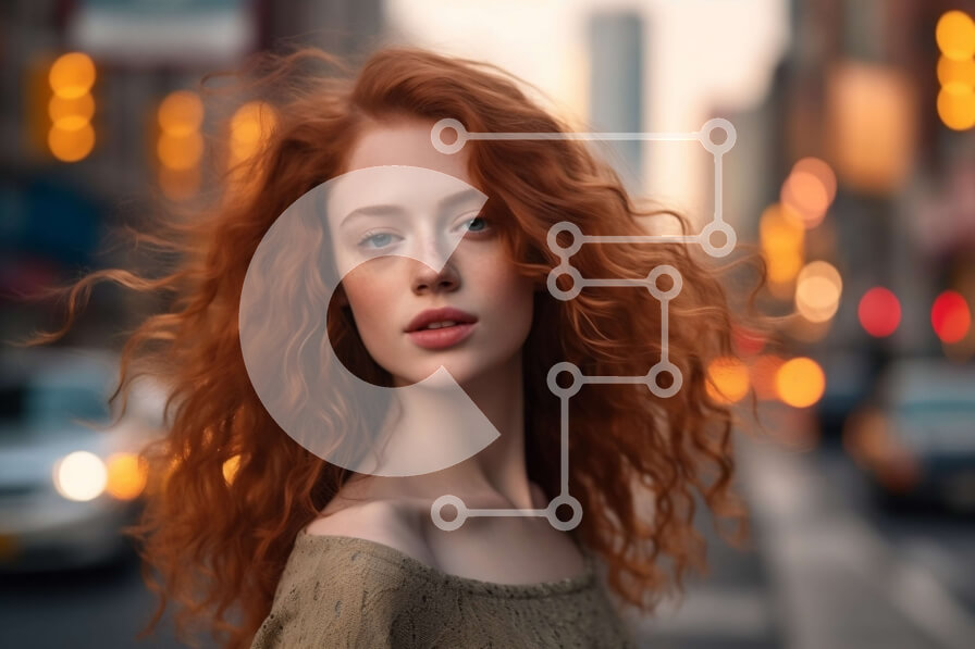 Intra Συλλεκτικό Ξύλινο Παζλ Plywood  4mm - Κομψή νεαρή γυναίκα που κοιτάζει στην απόσταση το σούρουπο στην πόλη Σε Ξύλινο Κουτί - Διαστάσεις Puzzle: 10x10 cm – 25 κομμάτια