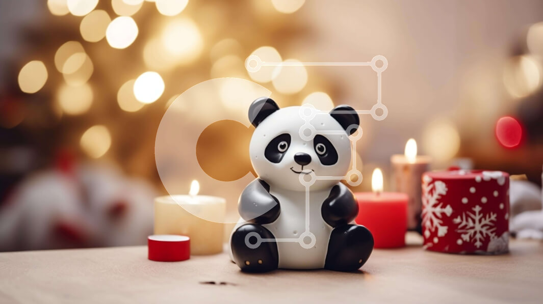 Intra Συλλεκτικό Ξύλινο Παζλ Plywood  4mm - Ασπρόμαυρο ειδώλιο αρκούδας Panda με κεριά Σε Ξύλινο Κουτί - Διαστάσεις: 10x10 cm – 25 κομμάτια