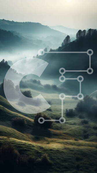 Σετ των 2 Intra Συλλεκτικό Ξύλινο Παζλ Plywood  4mm - Γαλήνια εικόνα του ομιχλώδους τοπίου με δέντρα Σε Ξύλινο Κουτί - Διαστάσεις: 10x10 cm – 25 κομμάτια