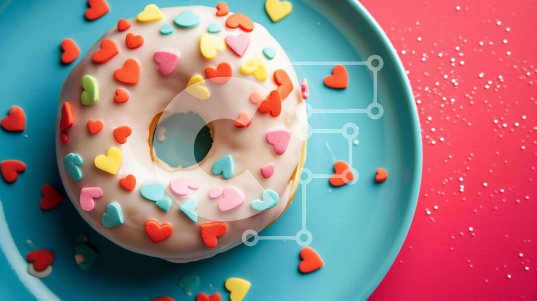 Σετ των 2 Intra Συλλεκτικό Ξύλινο Παζλ Plywood  4mm - Πολύχρωμο πασπαλισμένο ντόνατ με καρδιές Σε Ξύλινο Κουτί - Διαστάσεις: 10x10 cm – 25 κομμάτια