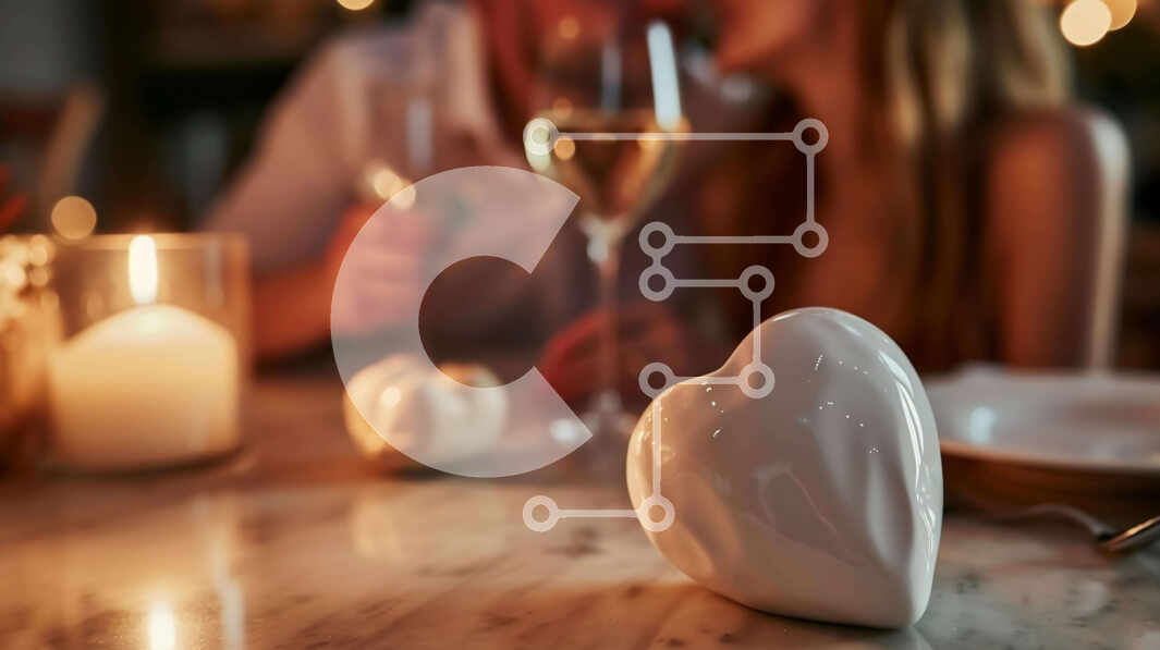 Intra Συλλεκτικό Ξύλινο Παζλ Plywood  4mm - Ρομαντικό ζευγάρι που μοιράζεται ένα γεύμα Σε Ξύλινο Κουτί - Διαστάσεις Puzzle: 10x10 cm – 25 κομμάτια