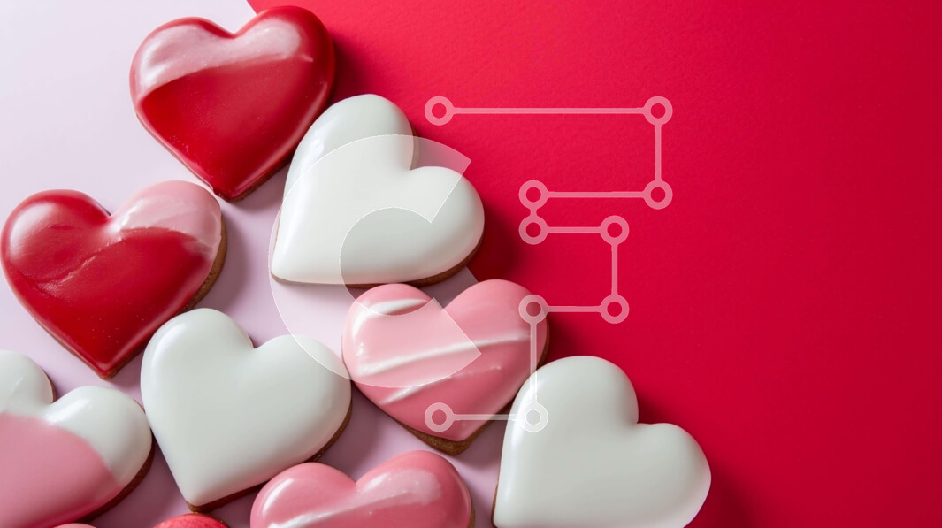 Σετ των 2 Intra Συλλεκτικό Ξύλινο Παζλ Plywood  4mm - Μπισκότα σε σχήμα καρδιάς για την ημέρα του Αγίου Βαλεντίνου σε πορτοκαλί και ροζ φόντο Σε Ξύλινο Κουτί - Διαστάσεις: 10x10 cm – 25 κομμάτια