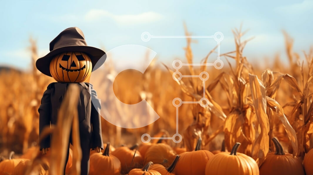 Intra Συλλεκτικό Ξύλινο Παζλ Plywood  4mm - Σκιάχτρο σε ένα χωράφι με καλαμπόκι φθινοπώρου Σε Ξύλινο Κουτί - Διαστάσεις Puzzle: 10x10 cm – 25 κομμάτια