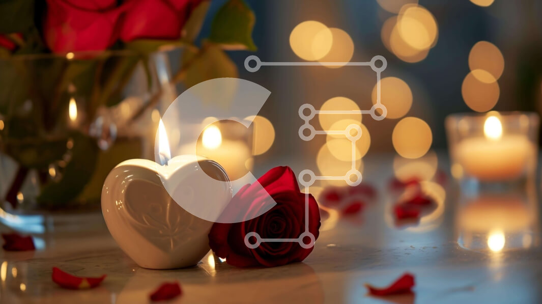 Intra Συλλεκτικό Ξύλινο Παζλ Plywood  4mm - Ρομαντικό δείπνο υπό το φως των κεριών με λευκό κερί καρδιάς και κόκκινα τριαντάφυλλα Σε Ξύλινο Κουτί - Διαστάσεις: 10x10 cm – 25 κομμάτια