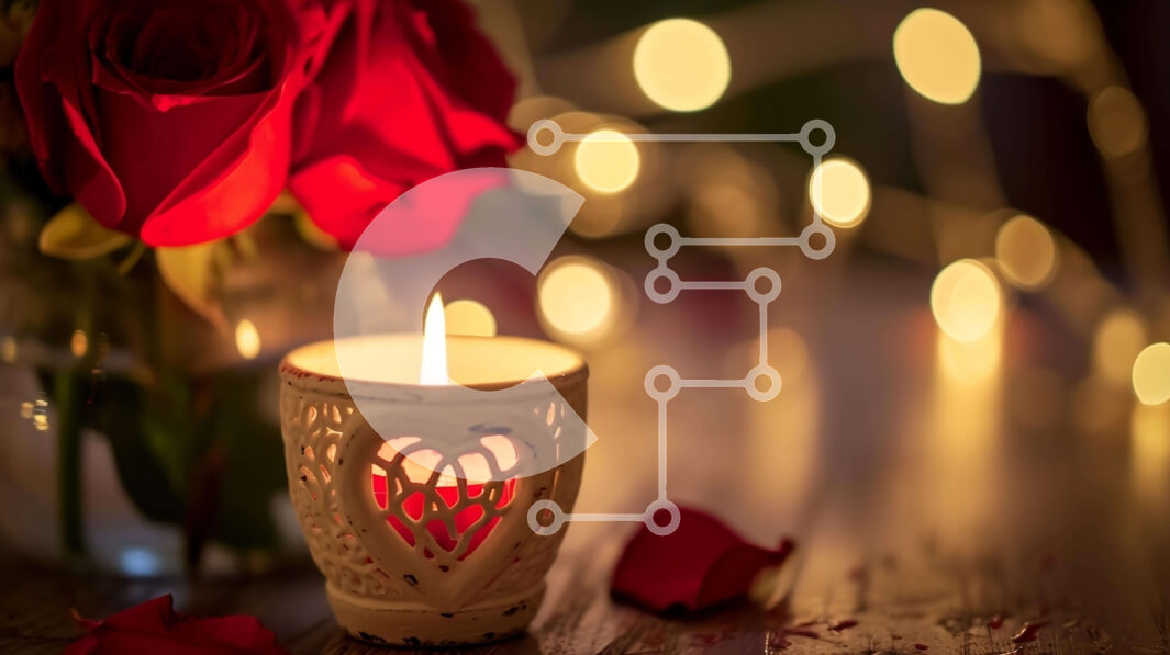 Intra Συλλεκτικό Ξύλινο Παζλ Plywood  4mm - Ρομαντικό κερί και κόκκινα τριαντάφυλλα σε ένα ξύλινο τραπέζι Σε Ξύλινο Κουτί - Διαστάσεις Puzzle: 10x10 cm – 25 κομμάτια