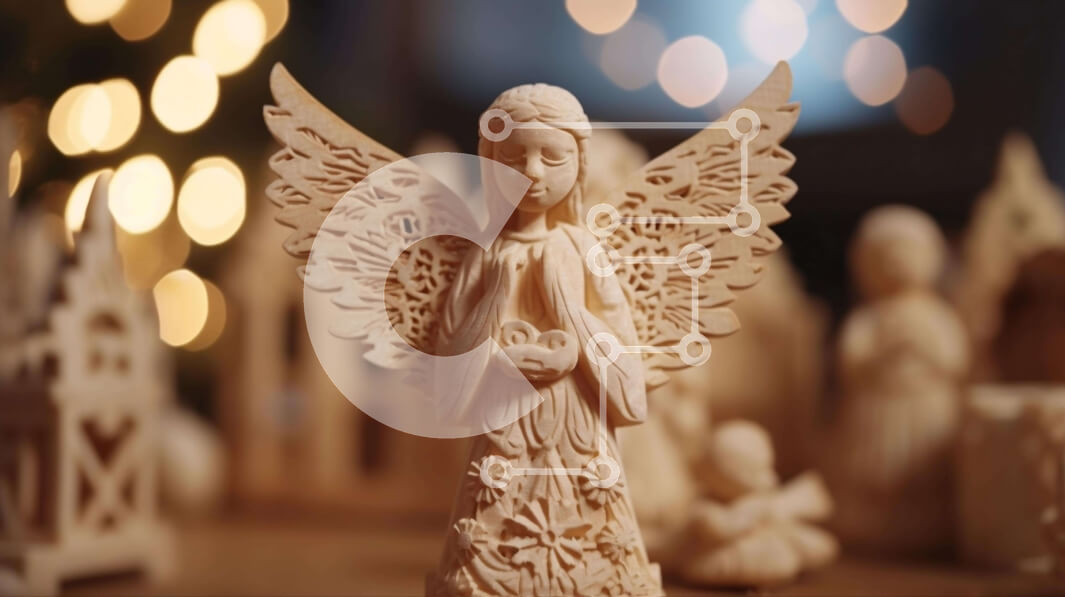 Intra Συλλεκτικό Ξύλινο Παζλ Plywood  4mm - Ξύλινο ειδώλιο αγγέλου - σύμβολο ειρήνης και καλής θέλησης Σε Ξύλινο Κουτί - Διαστάσεις Puzzle: 10x10 cm – 25 κομμάτια