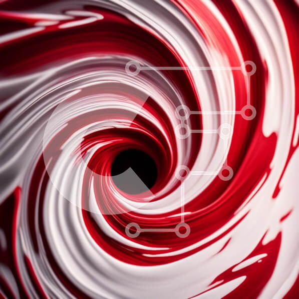 Intra Συλλεκτικό Ξύλινο Παζλ Plywood  4mm - Αφηρημένο κόκκινο και άσπρο σχέδιο στροβιλισμού σε άσπρο φόντο Σε Ξύλινο Κουτί - Διαστάσεις Puzzle: 10x10 cm – 25 κομμάτια