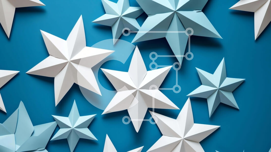 Intra Συλλεκτικό Ξύλινο Παζλ Plywood  4mm - Λευκό και μπλε Origami Stars Διακόσμηση για πάρτι και εκδηλώσεις Σε Ξύλινο Κουτί - Διαστάσεις Puzzle: 10x10 cm – 25 κομμάτια