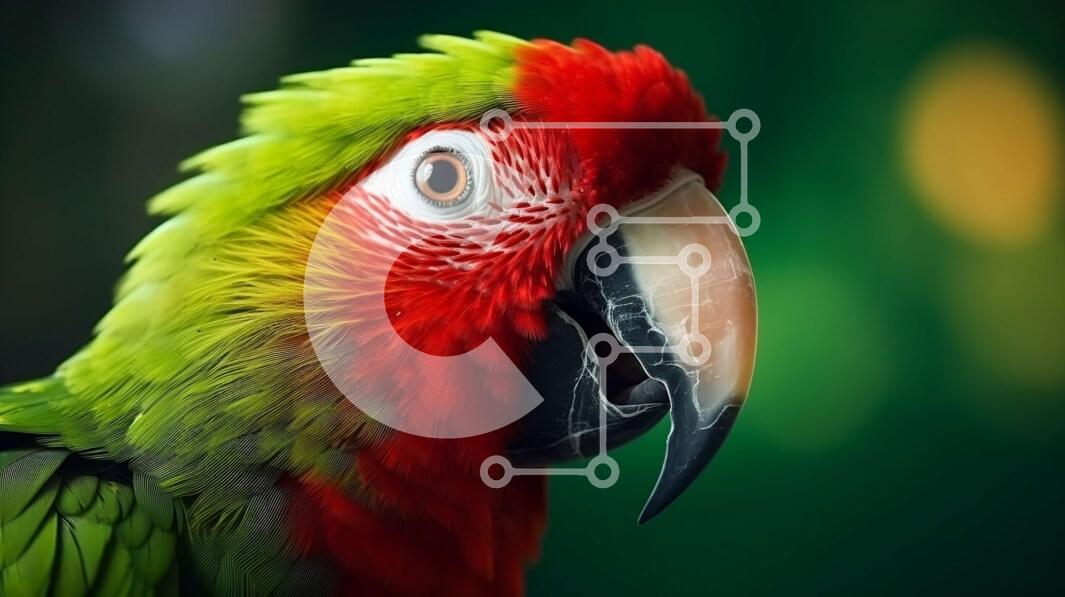 Σετ των 2 Intra Συλλεκτικό Ξύλινο Παζλ Plywood  4mm - Πράσινος και κόκκινος παπαγάλος με γερμένο κεφάλι Σε Ξύλινο Κουτί - Διαστάσεις: 10x10 cm – 25 κομμάτια