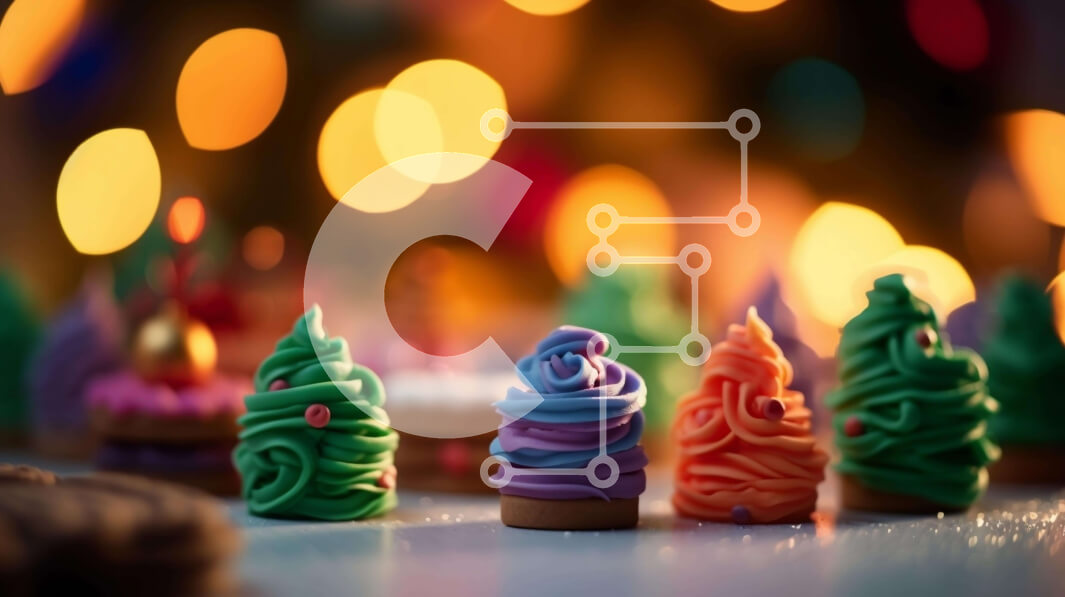 Intra Συλλεκτικό Ξύλινο Παζλ Plywood  4mm - Πολύχρωμα μπισκότα και cupcakes Χριστουγεννιάτικου δέντρου Σε Ξύλινο Κουτί - Διαστάσεις: 10x10 cm – 25 κομμάτια