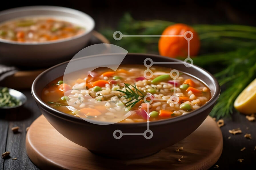 Σετ των 2 Intra Συλλεκτικό Ξύλινο Παζλ Plywood  4mm - Υγιεινή και νόστιμη σούπα λαχανικών με καρότα, πατάτες και πράσινα φασόλια Σε Ξύλινο Κουτί - Διαστάσεις: 10x10 cm – 25 κομμάτια