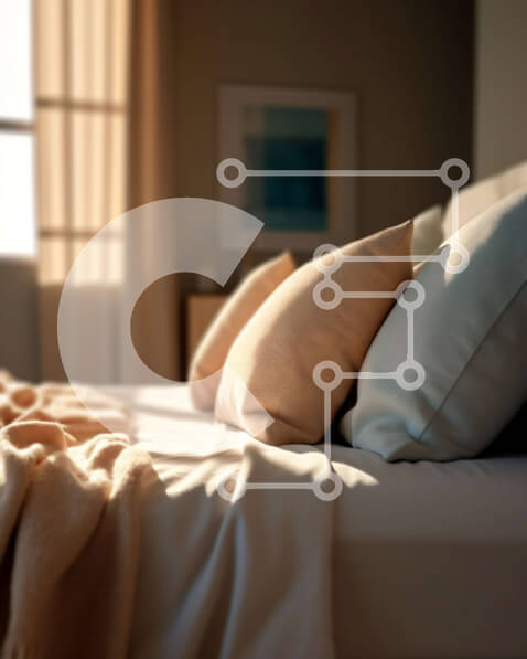 Intra Συλλεκτικό Ξύλινο Παζλ Plywood  4mm - Κρεβάτι με λευκά σεντόνια και μαξιλάρια στο ζεστό φως του ήλιου Σε Ξύλινο Κουτί - Διαστάσεις Puzzle: 10x10 cm – 25 κομμάτια