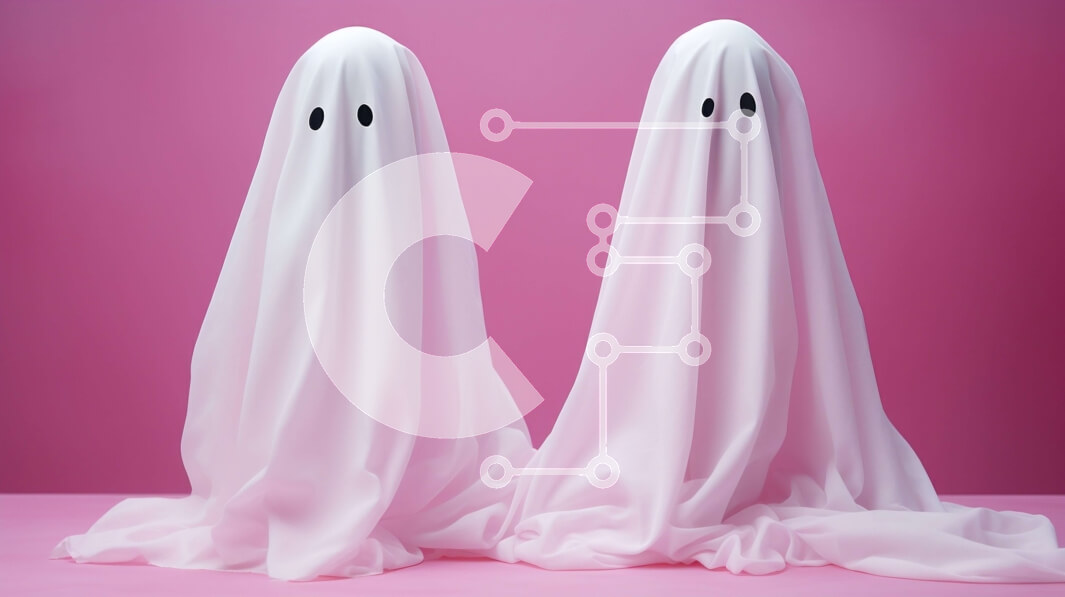 Intra Συλλεκτικό Ξύλινο Παζλ Plywood  4mm - Δύο φαντάσματα με λευκά κοστούμια σε ροζ φόντο Σε Ξύλινο Κουτί - Διαστάσεις Puzzle: 10x10 cm – 25 κομμάτια