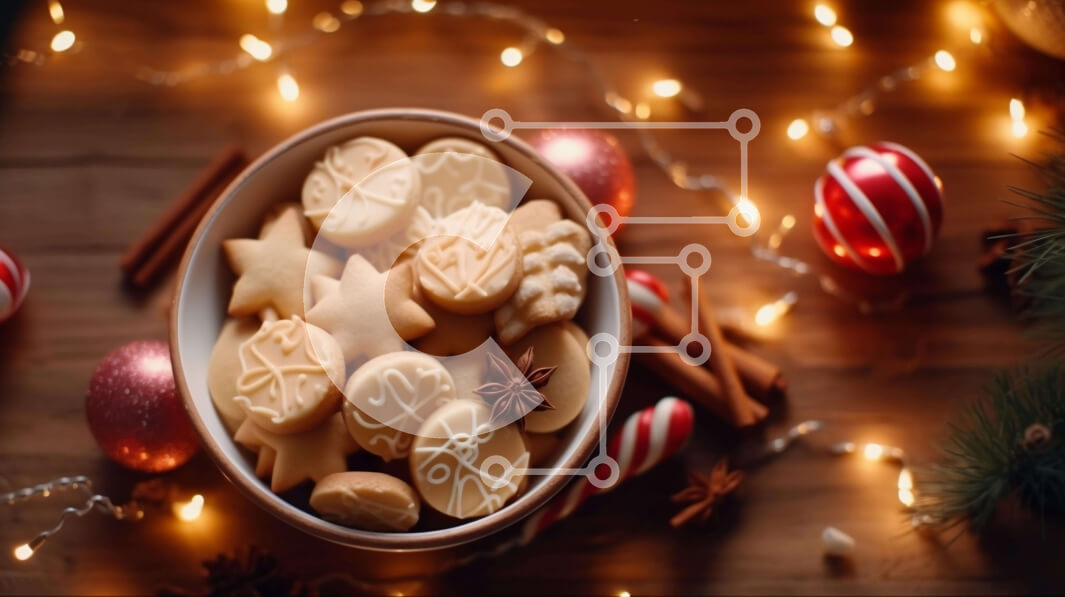 Σετ των 2 Intra Συλλεκτικό Ξύλινο Παζλ Plywood  4mm - Γιορτινά μπισκότα και διακοσμητικά Σε Ξύλινο Κουτί - Διαστάσεις: 10x10 cm – 25 κομμάτια