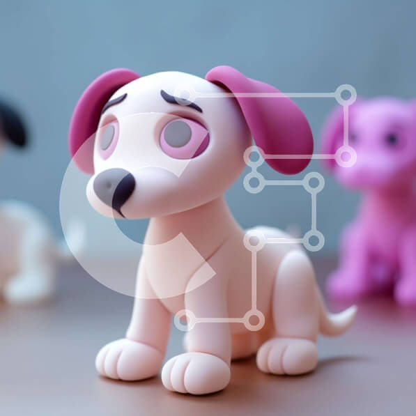 Intra Συλλεκτικό Ξύλινο Παζλ Plywood  4mm - Ομάδα παιχνιδιών σκύλων σε διάφορες αποχρώσεις του ροζ και του λευκού Σε Ξύλινο Κουτί - Διαστάσεις: 10x10 cm – 25 κομμάτια