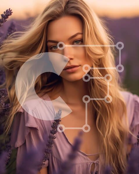 Σετ των 2 Intra Συλλεκτικό Ξύλινο Παζλ Plywood  4mm - Εκπληκτική γυναίκα στο χωράφι λεβάντας στο ηλιοβασίλεμα Σε Ξύλινο Κουτί - Διαστάσεις: 10x10 cm – 25 κομμάτια