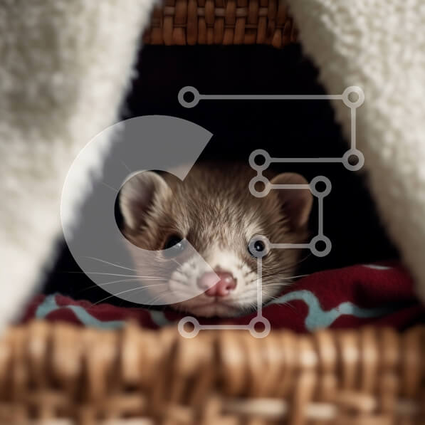 Intra Συλλεκτικό Ξύλινο Παζλ Plywood  4mm - Αξιολάτρευτο κουνάβι που κρυφοκοιτάζει πίσω από μια κουβέρτα σε ένα καλάθι Σε Ξύλινο Κουτί - Διαστάσεις: 10x10 cm – 25 κομμάτια